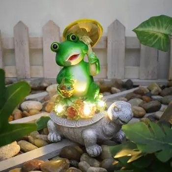 Садовая статуя лягушки с солнечной светодиодной батареей s Водонепроницаемая устойчивая к ультрафиолетовому излучению энергосберегающая черепаха Frog