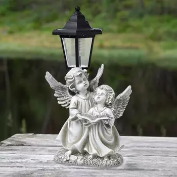 Садовая статуя на солнечных батареях, шестиугольная лампа, поделки, подарок на новоселье, украшение из смолы в виде ангела