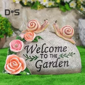 Садовая статуя, солнечный свет, смоляная уличная улитка, приветственная фигурка, экологически чистая, в форме цветка, дом, солнечное ландшафтное освещение для декора двора house