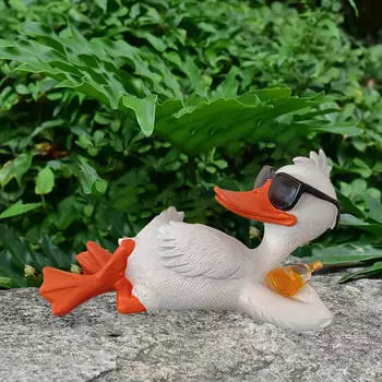 Садовая статуя утки из смолы, украшение для газона, устойчивое к погодным условиям, подарки для садоводов, милый декор для двора