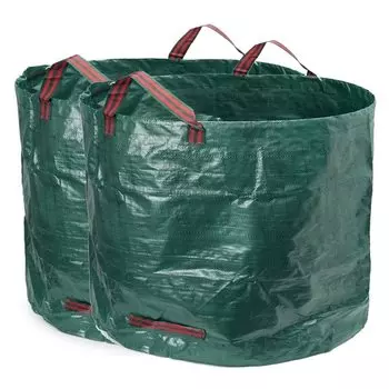Садовая сумка Wlikn 400 л, 2 шт., многоразовая, отдельно стоящая, складная, большая садовая сумка с ручкой для компостирования опавших листьев, сбора травы