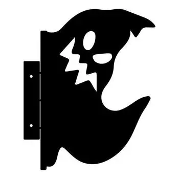 Садовая табличка на Хэллоуин Подглядывающий призрак Настенное украшение Металлический силуэт призрака Садовый орнамент для заднего двора Ствол дерева