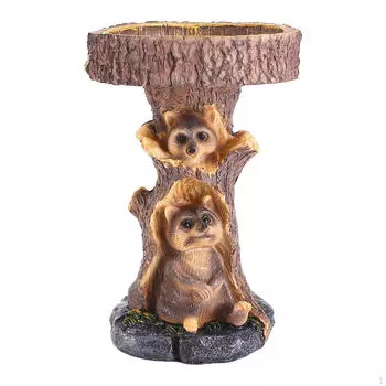 Садовая ванна для птиц, кормушка из смолы, статуэтка енота, ванна для птиц, симпатичное крыльцо, патио, задний двор