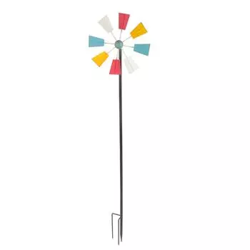Садовая ветряная вертушка из железа, цветная, устойчивая к погодным условиям, наружная ветряная скульптура для украшения ландшафта