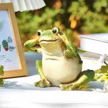 Садовая зеленая лягушка Yousheng, статуэтка лягушки «Не говорить, не слышать, не видеть», скульптура из смолы для животных, украшение для внутреннего и наружного двора, газона, орнамент A