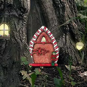 Садовое дерево, украшение для двери, миниатюрный деревянный эльф, украшение для двери, сказочный мир, крошечная фигурка для двери дома, скульптура, статуэтка, сад фей E