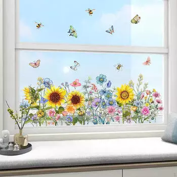 Садовые цветы Наклейки на окна DIY Универсальные украшения для дома Наклейки на стены для жизни