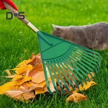 Садовые грабли для соломы с 16 зубьями, широкая насадка для граблей, простая в установке, насадка для газонов, опавшие листья, мертвая трава зелёный