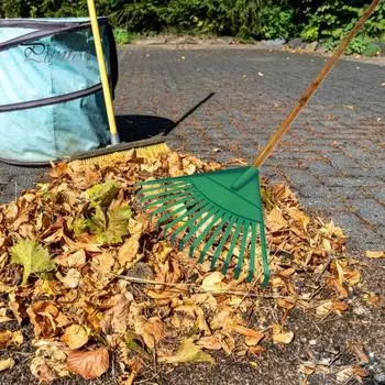 Садовые грабли для соломы с 16 зубьями, широкая насадка для граблей, простая в установке, насадка для газонов, опавшие листья, мертвая трава зелёный