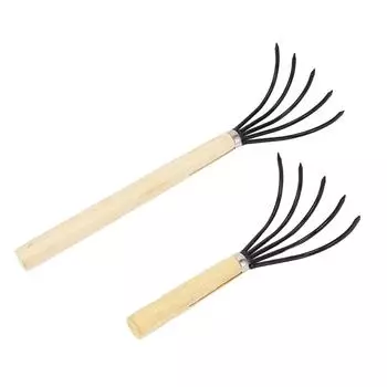 Садовые грабли ручные 5 стальных зубьев деревянная ручка эргономичный дизайн культиватор для обработки почвы рыхление Short Handle