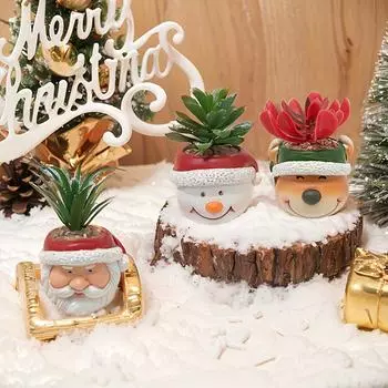 Садовые искусственные цветочные украшения, рождественские искусственные суккулентные растения в горшках, искусственные цветочные горшки из смолы