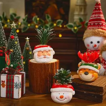 Садовые искусственные цветочные украшения, рождественские искусственные суккулентные растения в горшках, искусственные цветочные горшки из смолы