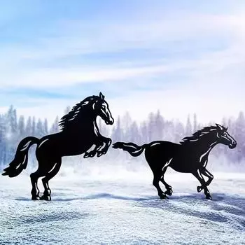 Садовые колья для силуэта лошади: Идеальный подарок для любителей лошадей. Уникальные украшения для конного двора: Для любителей мужчин и женщин. чёрный
