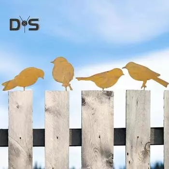 Садовые колышки для кур и птиц, металлические силуэты кур и цыплят, уличные украшения, деревенские колышки для птиц, декор для двора, патио, газона A