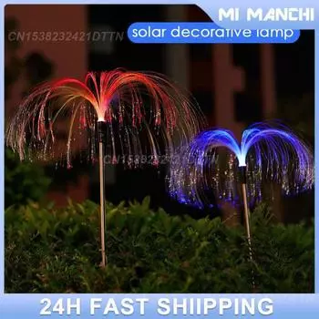 Садовые постройки Освещение Волоконно-оптические Медузы Пластиковые солнечные садовые светильники Украшения сада Уличные газонные светильники Светодиодные водонепроницаемые