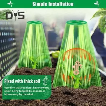 Садовые растения Колпаки Прозрачные растения Мини-теплица Многоразовый Колокольчик Защитник для растений с вращающимся вентиляционным отверстием Крышка для цветов Овощи Рассада 10pcs прозрачный