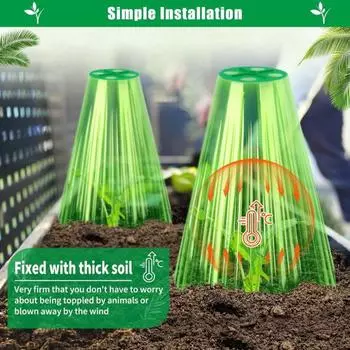 Садовые растения Колпаки Прозрачные растения Мини-теплица Многоразовый Колокольчик Защитник для растений с вращающимся вентиляционным отверстием Крышка для цветов Овощи Рассада 10pcs зелёный