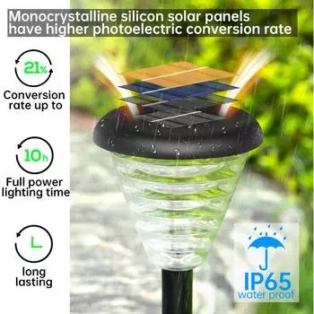 Садовые солнечные светильники для газонов, светильники для дорожек, водонепроницаемые, теплые/RGB, 2 режима, уличное ландшафтное освещение, лампа для декора двора 2024 1 PCS