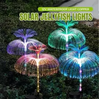 Садовые светильники на солнечных батареях, двухслойные светильники в виде медуз и бабочек, водонепроницаемые светильники для декора ландшафта на лужайке и патио 1layer-1PCS