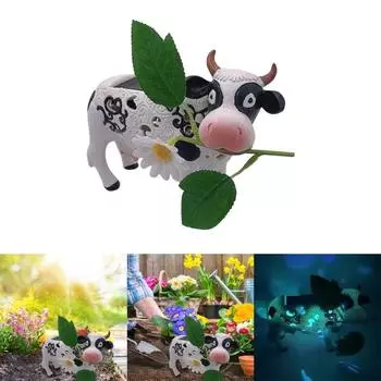 Садовые светильники на солнечных батареях, светодиодные светильники на солнечных батареях из смолы, меняющие цвет светильники, светильники на солнечных батареях для коров, уличные светильники на солнечных батареях, украшение двора белый