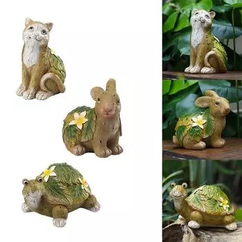 Садовые украшения Черепахи Кролик Кошка Садовые украшения Уличные композиции для двора A