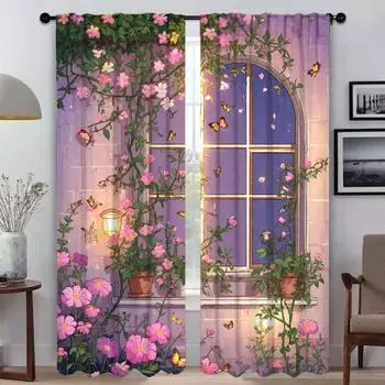 Садовые затемняющие шторы для комнаты, 2-панельные шторы для спальни, перегородки, шторы для украшения Хэллоуина, шторы для домашнего интерьера, детские шторы W50xH70cmx2pcs-CL