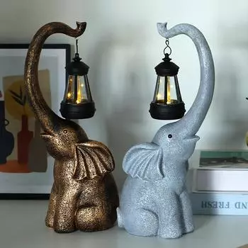 Садовые животные, украшения, слон, солнечные фонари, водонепроницаемые, двор, балкон, атмосфера, огни, украшение двора One Size золотой
