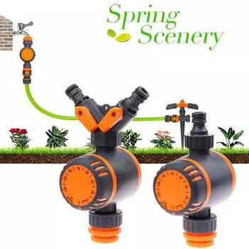 Садовый автоматический полив контроллер орошения 1-2Way интеллектуальный механический таймер подачи воды для уличных растений шланг капельный разбрызгиватель