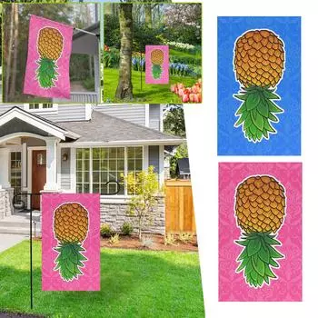 Садовый флаг 12X18 дюймов, полиэстер, сезонные флаги, перевернутый ананас для наружного домашнего двора, летний декор, садовый флаг, баннер, дворовый флаг One Size розовый