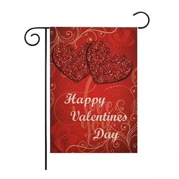 Садовый флаг ко Дню святого Валентина 12 х 18 дюймов, двухсторонний любовный карлик, уличный вертикальный фермерский дом - украшение сада для фестиваля в сельской местности One Size
