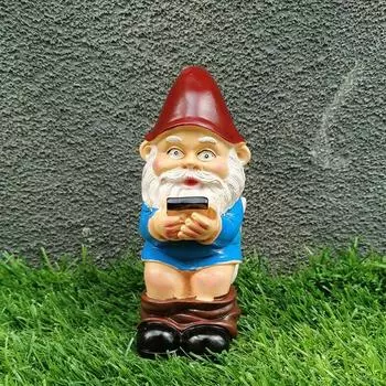 Садовый гном, сидящий на шкафу, забавная статуя гнома в туалете, мини-смола, ремесла, стол, домашний декор 13.5 x 5cm