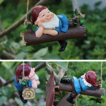 Садовый гном, украшение для сада, двор, креативные поделки из смолы, скульптура One Size синий