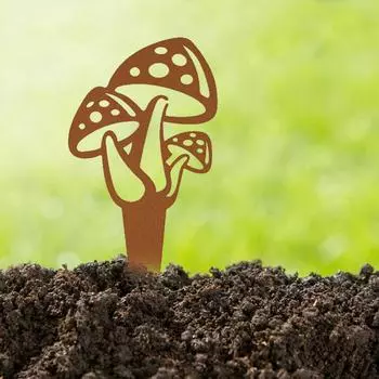 Садовый гриб, украшение, большой металлический колышек, выдолбленный металлический колышек, гриб, садовый декоративный двор, стильное искусство красный