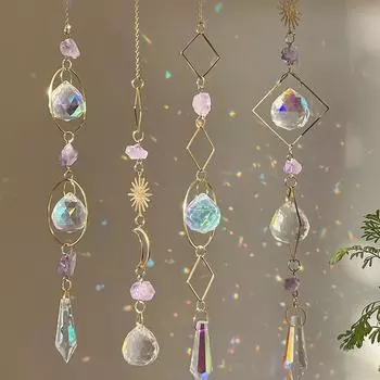 Садовый хрустальный кулон Suncatcher, подвесной радужник, призматическая хрустальная цепочка для оконного колокольчика, рождественской елки, домашний декор, 1 шт.