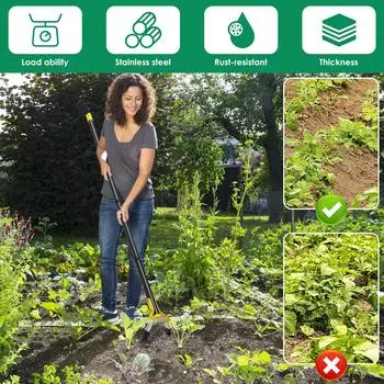 Садовый инструмент мотыга 1,2/1,6 м из нержавеющей стали с острым стремени-кольцом и треугольной головкой для садоводства, прополки и рыхления рыхлой почвы
