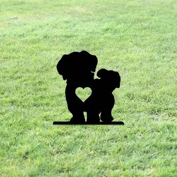 Садовый колышек Big Tail Dog - металлический знак для двора Iron Art Silhouette | Креативное оформление двора и сада на открытом воздухе светло-серый