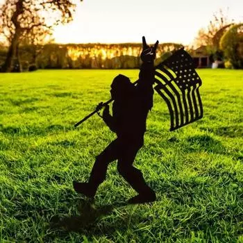 Садовый колышек Yousheng Metal, американское патриотическое украшение двора, колышек в виде силуэта снежного человека, наружный декор для газона, сада, фермы 1pc