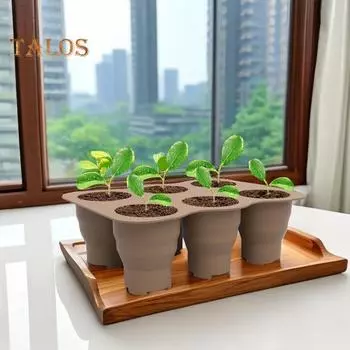 Садовый лоток для выращивания бонсай, стартовый набор с 6 большими ячейками, легкое прорастание, многоразовая чашка для проращивания в помещении и на открытом воздухе темно-коричневого