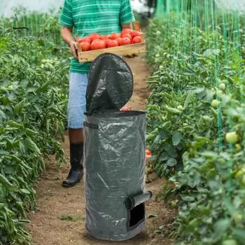 Садовый мешок для компоста. Большая вместимость. Устойчивые к разрыву пластиковые мешки для отходов удобрений. Ускоряют ферментацию. Простая установка. Экологичный водонепроницаемый двор. C темно-зеленого