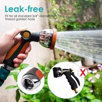 Садовый опрыскиватель, регулируемый противоскользящий, простой в эксплуатации, высокопрочный, 10 режимов, опрыскиватель для мойки под высоким давлением, принадлежности для двора US Plug оранжевый/чёрный