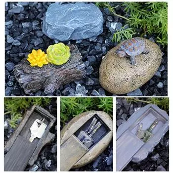 Садовый орнамент, тайник для ключей, имитация камня, дизайн, водонепроницаемая, безопасная, наружная, для хранения ключей, коробка для ключей из смолы A