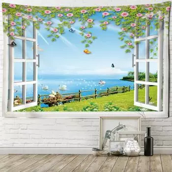 Садовый Пейзаж Гобелен Настенный Гобелен Богемный Стиль Хиппи Психоделическая Эстетика Комната Художественная Роспись Домашний Декор 95x70cm