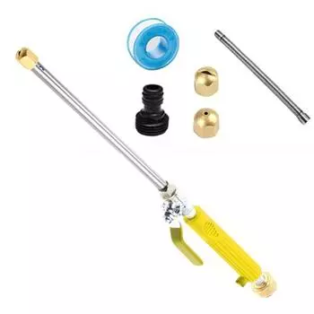 Садовый распылитель воды, прочная алюминиевая медная мойка высокого давления с 2 насадками, герметичный шланговый распылитель жёлтый