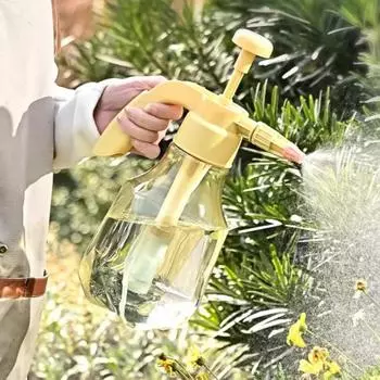 Садовый распылитель Yousheng 1,5 л, распылительная бутылка с насосным действием, распылитель под давлением с регулируемой насадкой для полива домашних и наружных растений светло-желтого