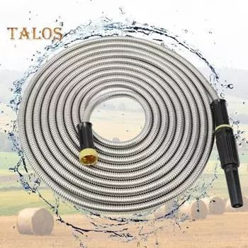 Садовый шланг из нержавеющей стали, гибкий, устойчивый к перегибам, расширяемый водопроводный шланг, устойчивый к погодным условиям, с герметичными латунными соединителями для мойки автомобилей и сада 25FT