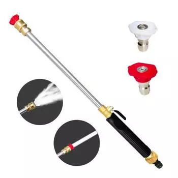 Садовый шланг, мойка высокого давления с нескользящей ручкой, широко используемая струйная насадка, моечная машина с 2 сменными насадками чёрный