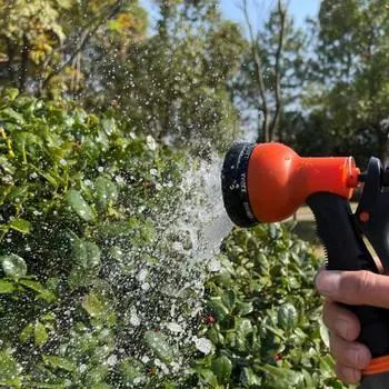 Садовый шланг Насадка для распыления воды с 8 регулируемыми режимами полива Нескользящая чёрный