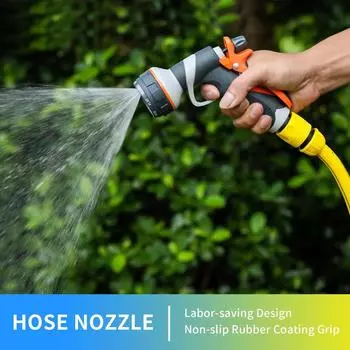 Садовый шланговый наконечник с 8-ю режимами распыления, задний триггер и подвесное кольцо, наконечник шланга высокого давления для растений