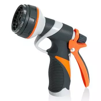 Садовый шланговый наконечник с 8-ю режимами распыления, задний триггер и подвесное кольцо, наконечник шланга высокого давления для растений