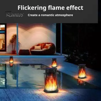 Садовый солнечный фонарь с эффектом мерцающего пламени, автоматическое включение/выключение, IP65, водонепроницаемый, простая установка, солнечный подвесной светильник для внутреннего и наружного декора чёрный